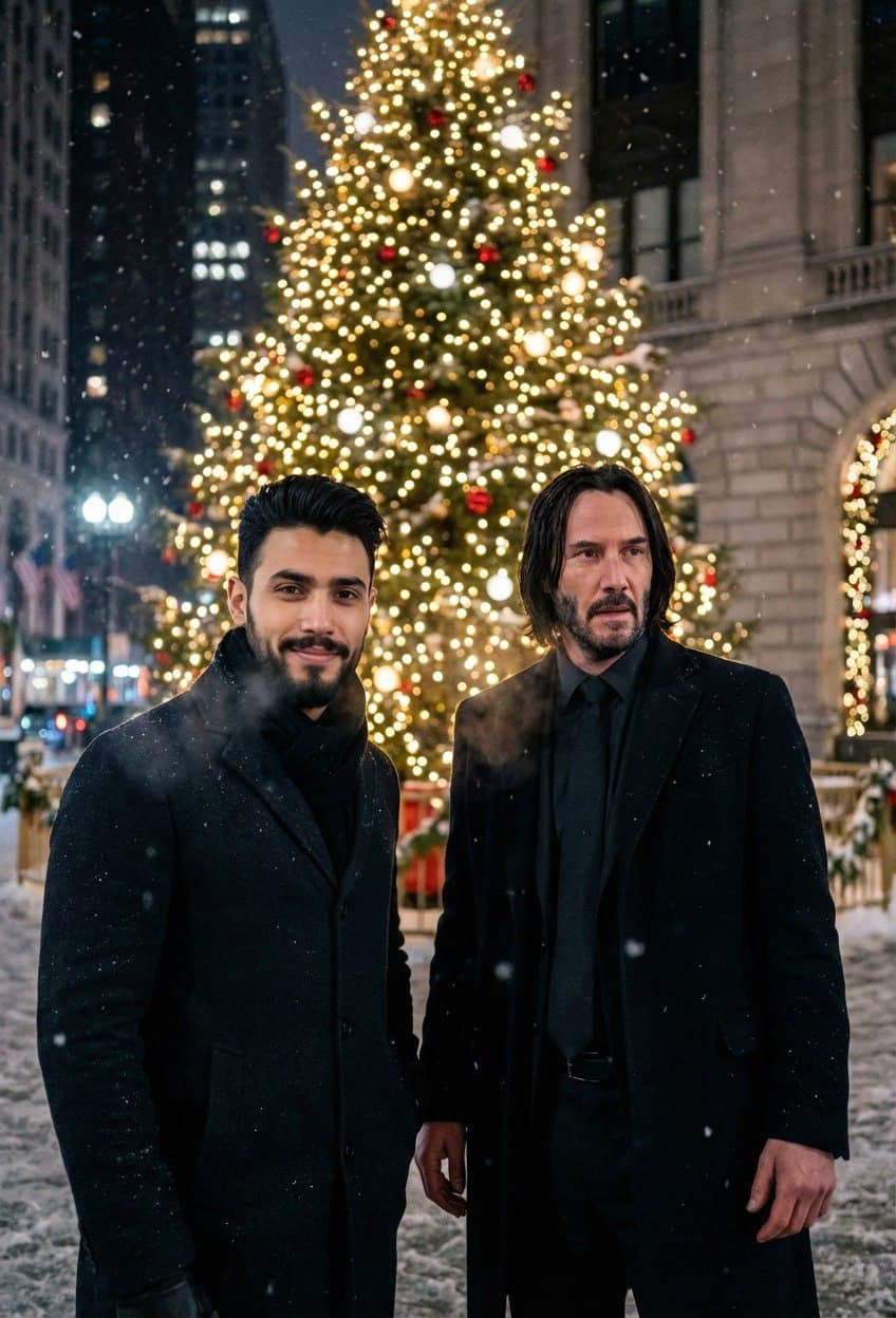 Christmas Night Urban Portrait